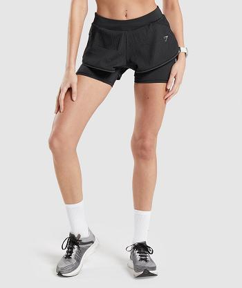 Women's Gymshark Speed 2 In 1 Short Shorts Black | NZ_4560VRW