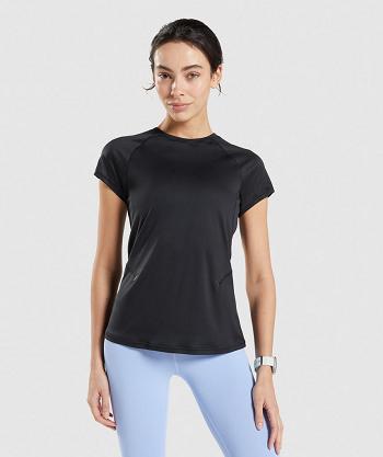 Women's Gymshark Speed T Shirts Black | NZ_4011XYU