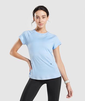 Women's Gymshark Speed T Shirts Blue | NZ_4028AHK
