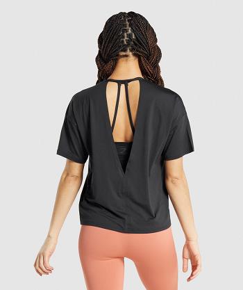 Women's Gymshark Studio T Shirts Black | NZ_4016MQZ