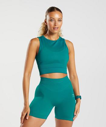 Women's Gymshark Sweat Seamless Midi Tanks Turquoise | NZ_3950SGL