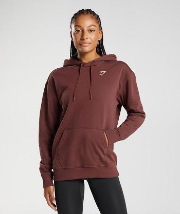 Women's Gymshark Training Boyfriend Hoodie Pink Brown | NZ_4328MQZ