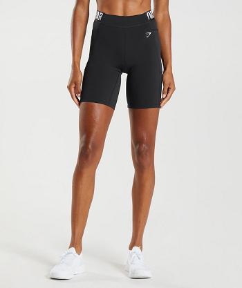 Women's Gymshark Training Brandmark Cycling Shorts Black | NZ_4655FDN