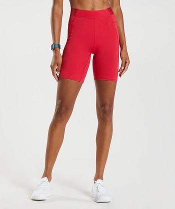Women's Gymshark Training Brandmark Cycling Shorts Red | NZ_4660LIS