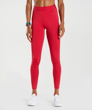 Women's Gymshark Training Brandmark Leggings Red | NZ_4831AHK