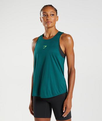Women's Gymshark Training Brandmark Tanks Turquoise | NZ_3967EBC