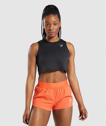 Women's Gymshark Training Crop Tanks Black | NZ_4005GSO
