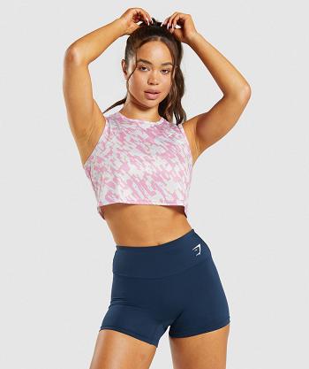 Women's Gymshark Training Crop Tanks Pink | NZ_3999HAP