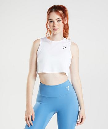 Women's Gymshark Training Crop Tanks White | NZ_4002SGL