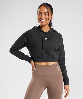 Women's Gymshark Training Cropped Hoodie Black | NZ_4306AHK