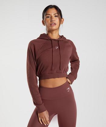 Women's Gymshark Training Cropped Hoodie Pink Brown | NZ_4314SGL