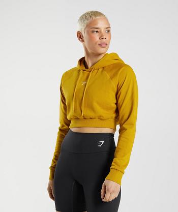 Women's Gymshark Training Cropped Hoodie Yellow | NZ_4317GSO
