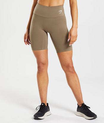 Women's Gymshark Training Cycling Shorts Brown | NZ_4695EBC