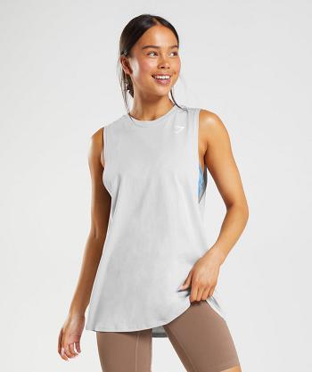 Women's Gymshark Training Drop Arm Tanks Light Grey | NZ_3974PJJ