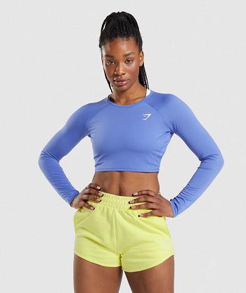 Women's Gymshark Training Long Sleeve Blue | NZ_4260JPQ