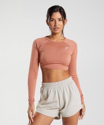 Women's Gymshark Training Long Sleeve Brown | NZ_4270ZUT