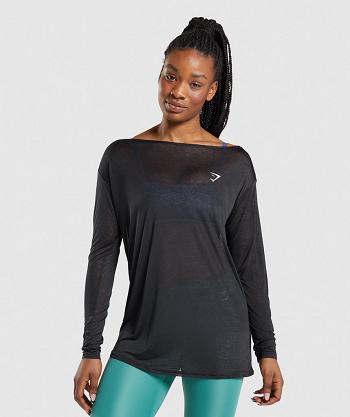 Women's Gymshark Training Oversized Long Sleeve Black | NZ_4251MQZ