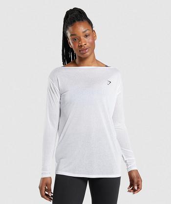 Women's Gymshark Training Oversized Long Sleeve White | NZ_4269LIS