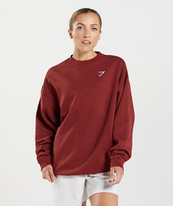 Women's Gymshark Training Oversized Sweatshirt Accessories Red | NZ_4518GSO