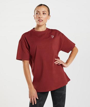 Women's Gymshark Training Oversized T Shirts Red | NZ_4025OKI