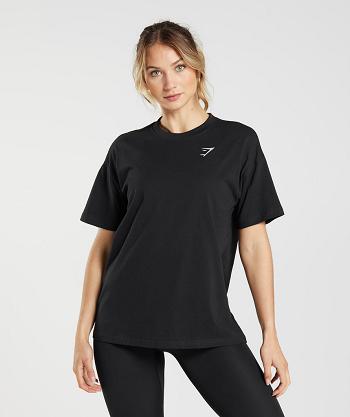 Women's Gymshark Training Oversized T Shirts Black | NZ_4038XYU