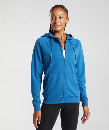 Women's Gymshark Training Zip Hoodie Blue | NZ_4318HAP