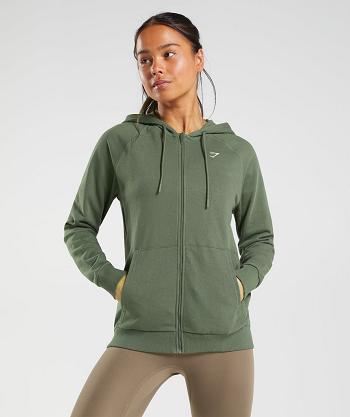 Women's Gymshark Training Zip Hoodie Olive | NZ_4322ZUT