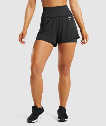 Women's Gymshark Vital Seamless 2.0 2-in-1 Shorts Black | NZ_4551FDN