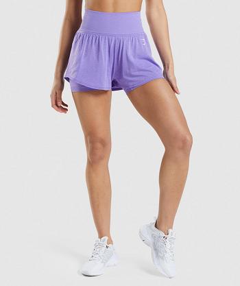 Women's Gymshark Vital Seamless 2.0 2-in-1 Shorts Light Purple | NZ_4558XYU