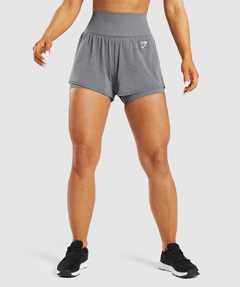 Women's Gymshark Vital Seamless 2.0 2-in-1 Shorts Grey | NZ_4571HAP