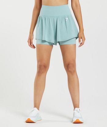 Women's Gymshark Vital Seamless 2.0 2-in-1 Shorts Blue | NZ_4659KOR