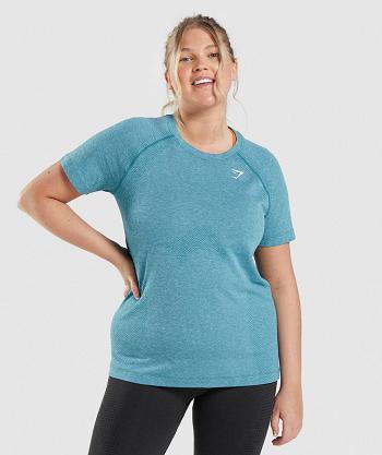 Women's Gymshark Vital Seamless 2.0 Light T Shirts Turquoise | NZ_4015NWY