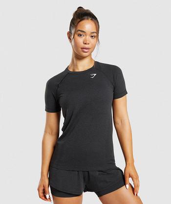 Women's Gymshark Vital Seamless 2.0 Light T Shirts Black | NZ_4021TCE