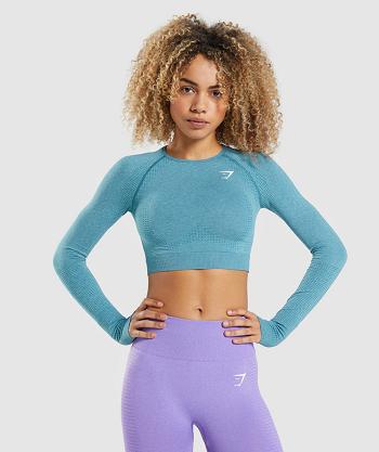 Women's Gymshark Vital Seamless 2.0 Long Sleeve Turquoise | NZ_4241HAP