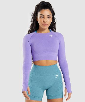 Women's Gymshark Vital Seamless 2.0 Long Sleeve Light Purple | NZ_4281TCE