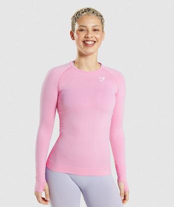 Women's Gymshark Vital Seamless 2.0 Long Sleeve Pink | NZ_4283UZG