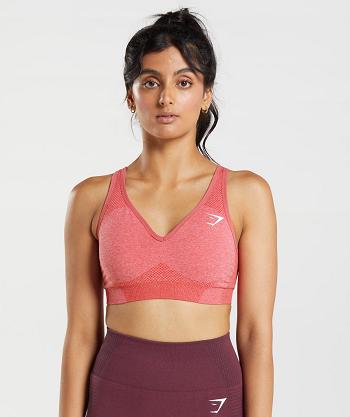 Women's Gymshark Vital Seamless 2.0 V Neck Sports Bra Red | NZ_4139KOR
