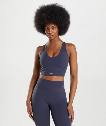 Women's Gymshark Whitney Crop Tanks Indigo Navy | NZ_3961VRW