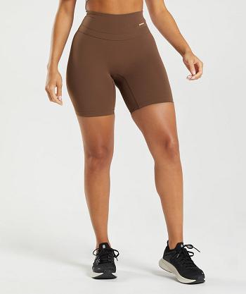 Women's Gymshark Whitney Cycling Shorts Brown | NZ_4577GSO