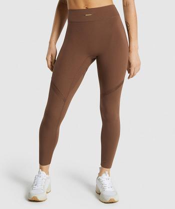 Women's Gymshark Whitney Mesh Leggings Brown | NZ_4819BEX