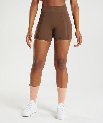 Women's Gymshark Whitney Mesh Shorts Brown | NZ_4648ILH