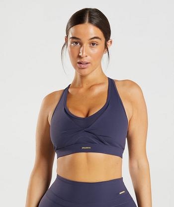 Women's Gymshark Whitney Mesh Sports Bra Indigo Navy | NZ_4163JPQ