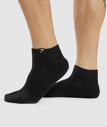 Women's Gymshark Woven Tab Sneaker 3pk Socks Black | NZ_4916XYU