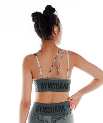 Women's Gymshark Wtflex Cyborg Seamless Sports Bra Grey / Black / Light Grey | NZ_4112KOR