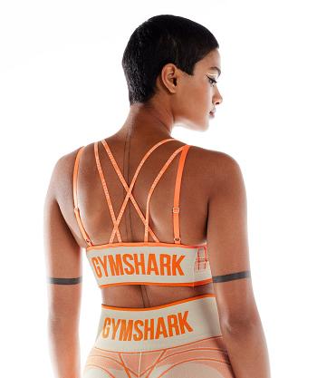 Women's Gymshark Wtflex Linear Seamless Sports Bra Grey / Orange / White | NZ_4118BEX